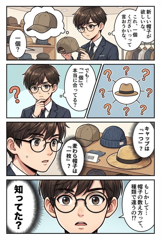 マンガ解説：帽子の数え方は何が正解？初心者向け解説
