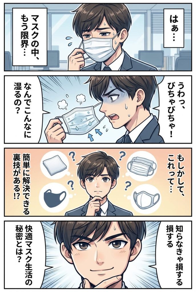 マンガ解説：マスクがびちゃびちゃにならない裏技とは？